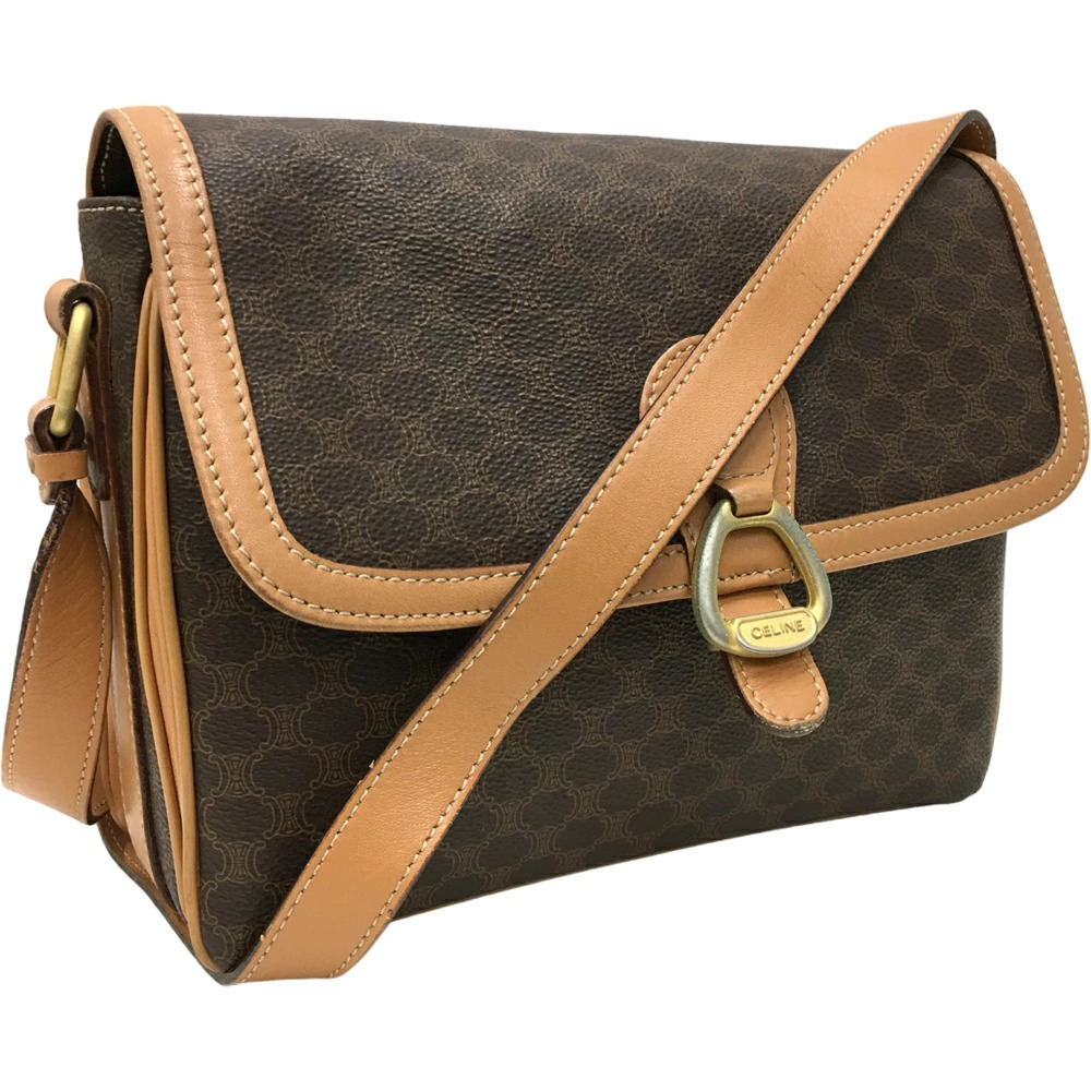 Celine Macadam Shoulder Bag Crossbody All over Brown
